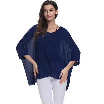 BHflutter Women Blouses Plus Size 2019 New Style Batwing Casual Summer Blouse Shirt Woman Boho Chiffon Shirts Tops Chemise Femme