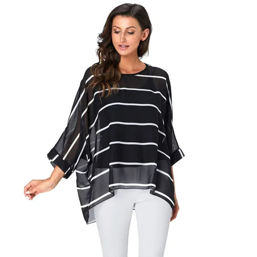 BHflutter Women Blouses Plus Size 2019 New Style Batwing Casual Summer Blouse Shirt Woman Boho Chiffon Shirts Tops Chemise Femme