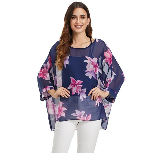 BHflutter Women Blouses Plus Size 2019 New Style Batwing Casual Summer Blouse Shirt Woman Boho Chiffon Shirts Tops Chemise Femme