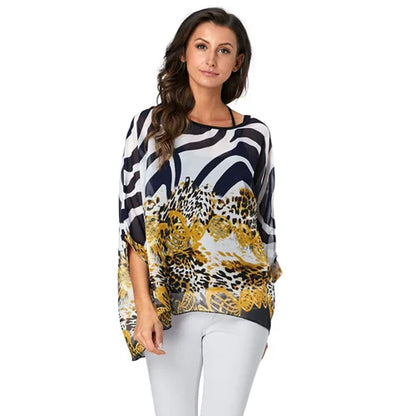 BHflutter Women Blouses Plus Size 2019 New Style Batwing Casual Summer Blouse Shirt Woman Boho Chiffon Shirts Tops Chemise Femme