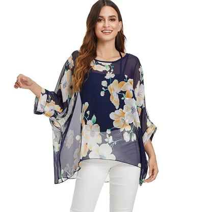 BHflutter Women Blouses Plus Size 2019 New Style Batwing Casual Summer Blouse Shirt Woman Boho Chiffon Shirts Tops Chemise Femme