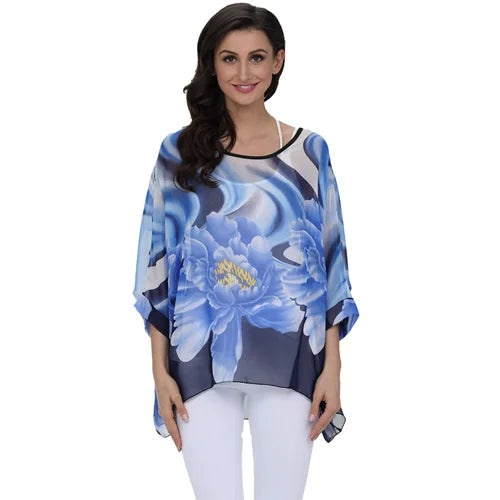 BHflutter Women Blouses Plus Size 2019 New Style Batwing Casual Summer Blouse Shirt Woman Boho Chiffon Shirts Tops Chemise Femme