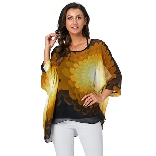 BHflutter Women Blouses Plus Size 2019 New Style Batwing Casual Summer Blouse Shirt Woman Boho Chiffon Shirts Tops Chemise Femme