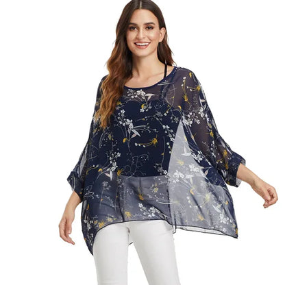 BHflutter Women Blouses Plus Size 2019 New Style Batwing Casual Summer Blouse Shirt Woman Boho Chiffon Shirts Tops Chemise Femme