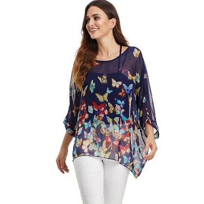 BHflutter Women Blouses Plus Size 2019 New Style Batwing Casual Summer Blouse Shirt Woman Boho Chiffon Shirts Tops Chemise Femme