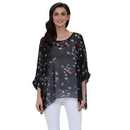 BHflutter Women Blouses Plus Size 2019 New Style Batwing Casual Summer Blouse Shirt Woman Boho Chiffon Shirts Tops Chemise Femme