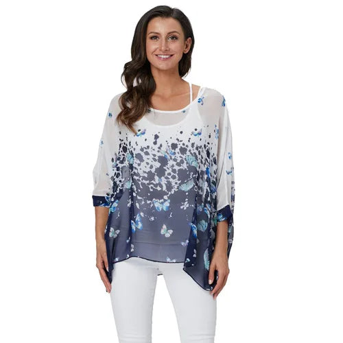 BHflutter Women Blouses Plus Size 2019 New Style Batwing Casual Summer Blouse Shirt Woman Boho Chiffon Shirts Tops Chemise Femme