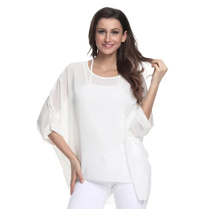 BHflutter Women Blouses Plus Size 2019 New Style Batwing Casual Summer Blouse Shirt Woman Boho Chiffon Shirts Tops Chemise Femme