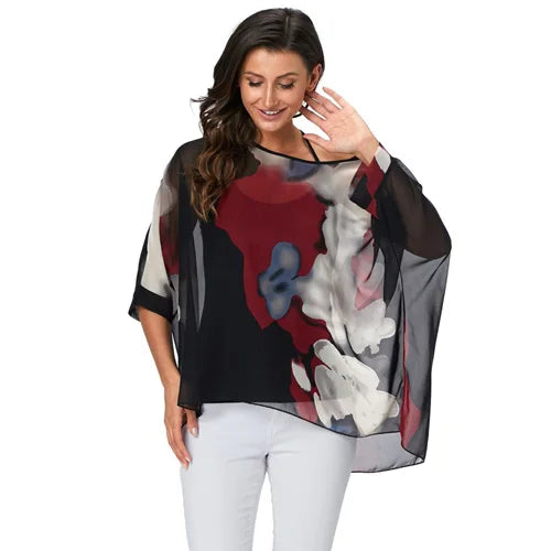 BHflutter Women Blouses Plus Size 2019 New Style Batwing Casual Summer Blouse Shirt Woman Boho Chiffon Shirts Tops Chemise Femme