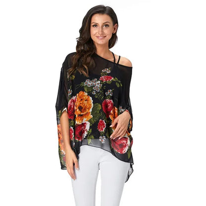 BHflutter Women Blouses Plus Size 2019 New Style Batwing Casual Summer Blouse Shirt Woman Boho Chiffon Shirts Tops Chemise Femme