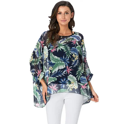 BHflutter Women Blouses Plus Size 2019 New Style Batwing Casual Summer Blouse Shirt Woman Boho Chiffon Shirts Tops Chemise Femme