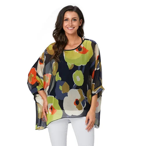 BHflutter Women Blouses Plus Size 2019 New Style Batwing Casual Summer Blouse Shirt Woman Boho Chiffon Shirts Tops Chemise Femme