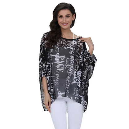 BHflutter Women Blouses Plus Size 2019 New Style Batwing Casual Summer Blouse Shirt Woman Boho Chiffon Shirts Tops Chemise Femme