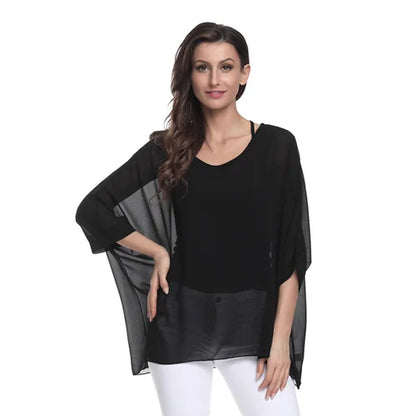 BHflutter Women Blouses Plus Size 2019 New Style Batwing Casual Summer Blouse Shirt Woman Boho Chiffon Shirts Tops Chemise Femme