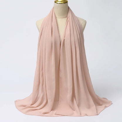 Muslim Chiffon Hijabs For Woman Long Solid Color Head Wrap For Women Shawls Scarves Ladies Muslim Veil Hijab