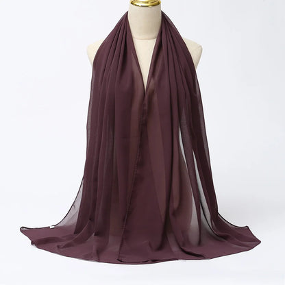 Muslim Chiffon Hijabs For Woman Long Solid Color Head Wrap For Women Shawls Scarves Ladies Muslim Veil Hijab