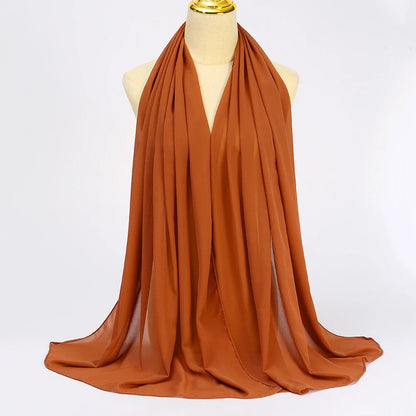 Muslim Chiffon Hijabs For Woman Long Solid Color Head Wrap For Women Shawls Scarves Ladies Muslim Veil Hijab