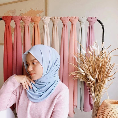 Muslim Chiffon Hijabs For Woman Long Solid Color Head Wrap For Women Shawls Scarves Ladies Muslim Veil Hijab