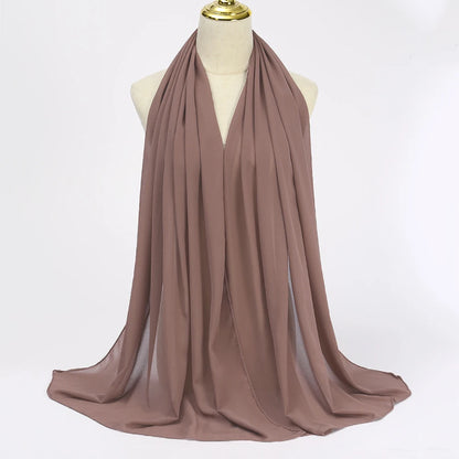 Muslim Chiffon Hijabs For Woman Long Solid Color Head Wrap For Women Shawls Scarves Ladies Muslim Veil Hijab