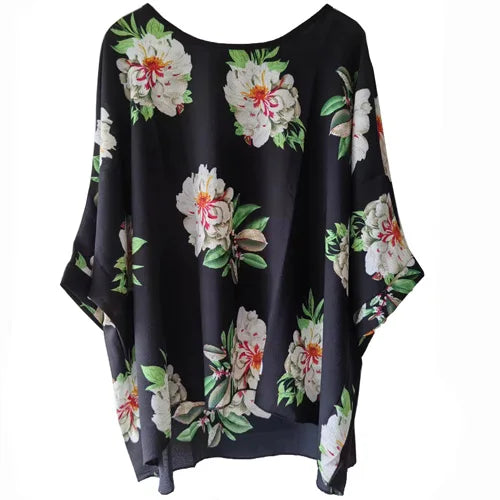 BHflutter Women Blouses Plus Size 2019 New Style Batwing Casual Summer Blouse Shirt Woman Boho Chiffon Shirts Tops Chemise Femme