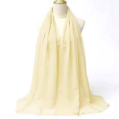 Muslim Chiffon Hijabs For Woman Long Solid Color Head Wrap For Women Shawls Scarves Ladies Muslim Veil Hijab