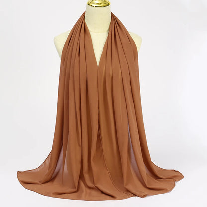 Muslim Chiffon Hijabs For Woman Long Solid Color Head Wrap For Women Shawls Scarves Ladies Muslim Veil Hijab