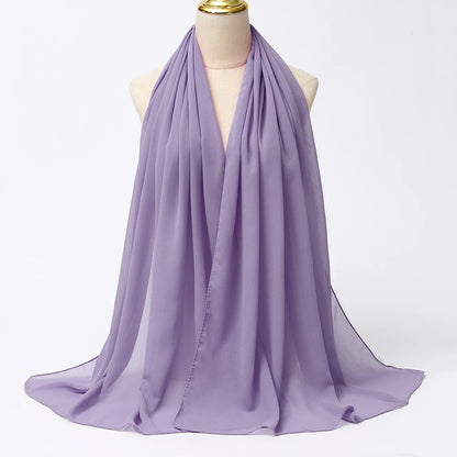 Muslim Chiffon Hijabs For Woman Long Solid Color Head Wrap For Women Shawls Scarves Ladies Muslim Veil Hijab
