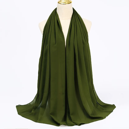 Muslim Chiffon Hijabs For Woman Long Solid Color Head Wrap For Women Shawls Scarves Ladies Muslim Veil Hijab