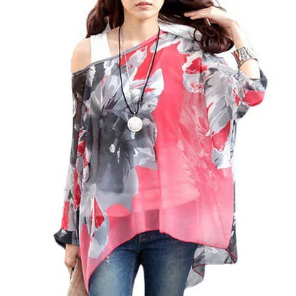 BHflutter Women Blouses Plus Size 2019 New Style Batwing Casual Summer Blouse Shirt Woman Boho Chiffon Shirts Tops Chemise Femme