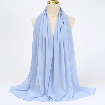 Muslim Chiffon Hijabs For Woman Long Solid Color Head Wrap For Women Shawls Scarves Ladies Muslim Veil Hijab