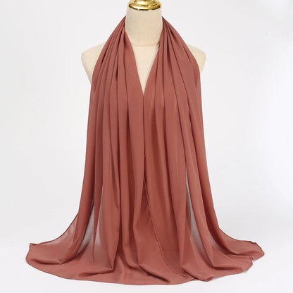 Muslim Chiffon Hijabs For Woman Long Solid Color Head Wrap For Women Shawls Scarves Ladies Muslim Veil Hijab