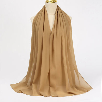 Muslim Chiffon Hijabs For Woman Long Solid Color Head Wrap For Women Shawls Scarves Ladies Muslim Veil Hijab