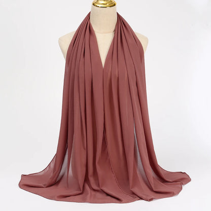 Muslim Chiffon Hijabs For Woman Long Solid Color Head Wrap For Women Shawls Scarves Ladies Muslim Veil Hijab