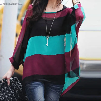 BHflutter Women Blouses Plus Size 2019 New Style Batwing Casual Summer Blouse Shirt Woman Boho Chiffon Shirts Tops Chemise Femme