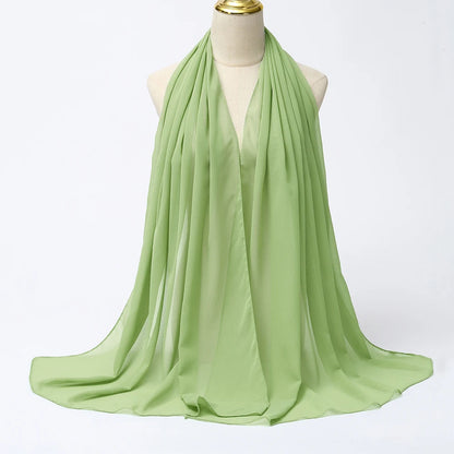 Muslim Chiffon Hijabs For Woman Long Solid Color Head Wrap For Women Shawls Scarves Ladies Muslim Veil Hijab