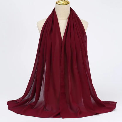 Muslim Chiffon Hijabs For Woman Long Solid Color Head Wrap For Women Shawls Scarves Ladies Muslim Veil Hijab