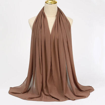 Muslim Chiffon Hijabs For Woman Long Solid Color Head Wrap For Women Shawls Scarves Ladies Muslim Veil Hijab
