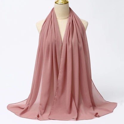 Muslim Chiffon Hijabs For Woman Long Solid Color Head Wrap For Women Shawls Scarves Ladies Muslim Veil Hijab