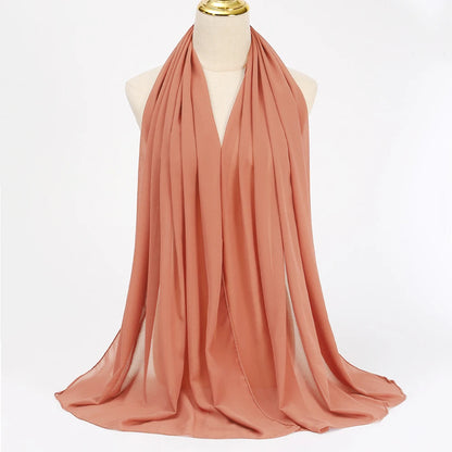 Muslim Chiffon Hijabs For Woman Long Solid Color Head Wrap For Women Shawls Scarves Ladies Muslim Veil Hijab