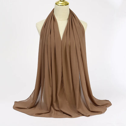Muslim Chiffon Hijabs For Woman Long Solid Color Head Wrap For Women Shawls Scarves Ladies Muslim Veil Hijab