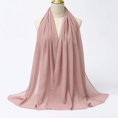 Muslim Chiffon Hijabs For Woman Long Solid Color Head Wrap For Women Shawls Scarves Ladies Muslim Veil Hijab