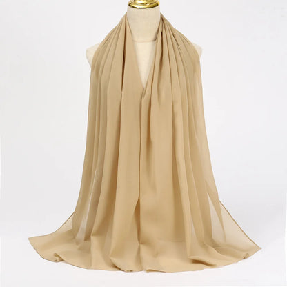 Muslim Chiffon Hijabs For Woman Long Solid Color Head Wrap For Women Shawls Scarves Ladies Muslim Veil Hijab